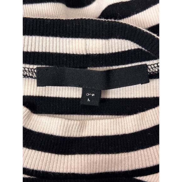 Veronica Beard Top Medium Womens Dawson Striped Long Sleeve Ruffle Ribbed - Picture 7 of 8